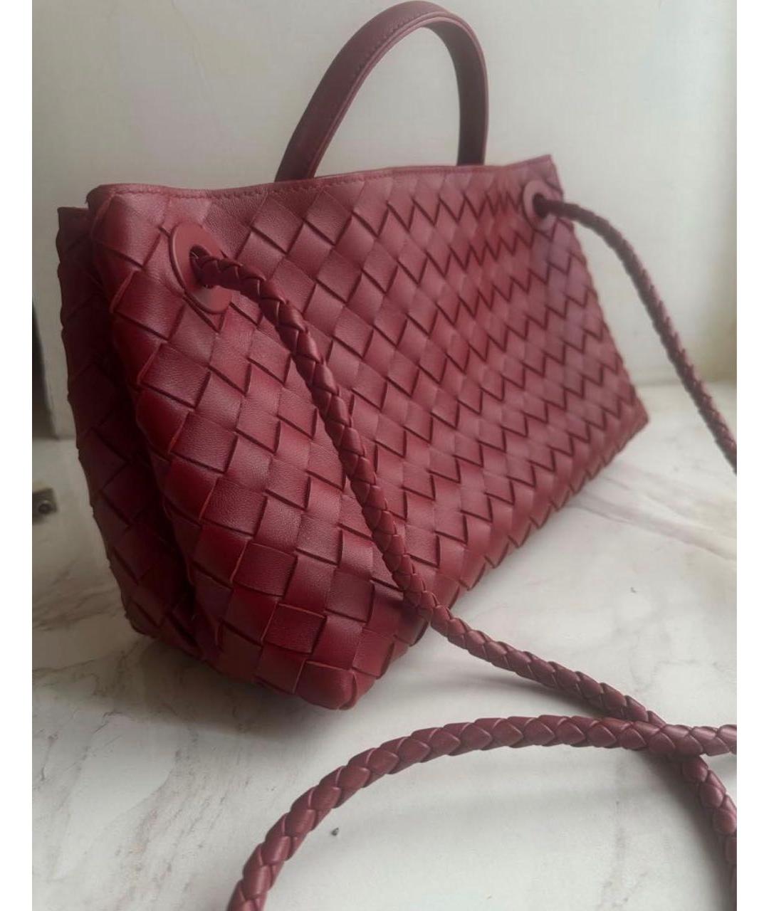 BOTTEGA VENETA Бордовая кожаная сумка с короткими ручками, фото 2