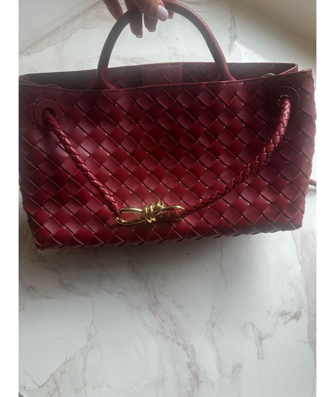 BOTTEGA VENETA Бордовая кожаная сумка с короткими ручками, фото 5
