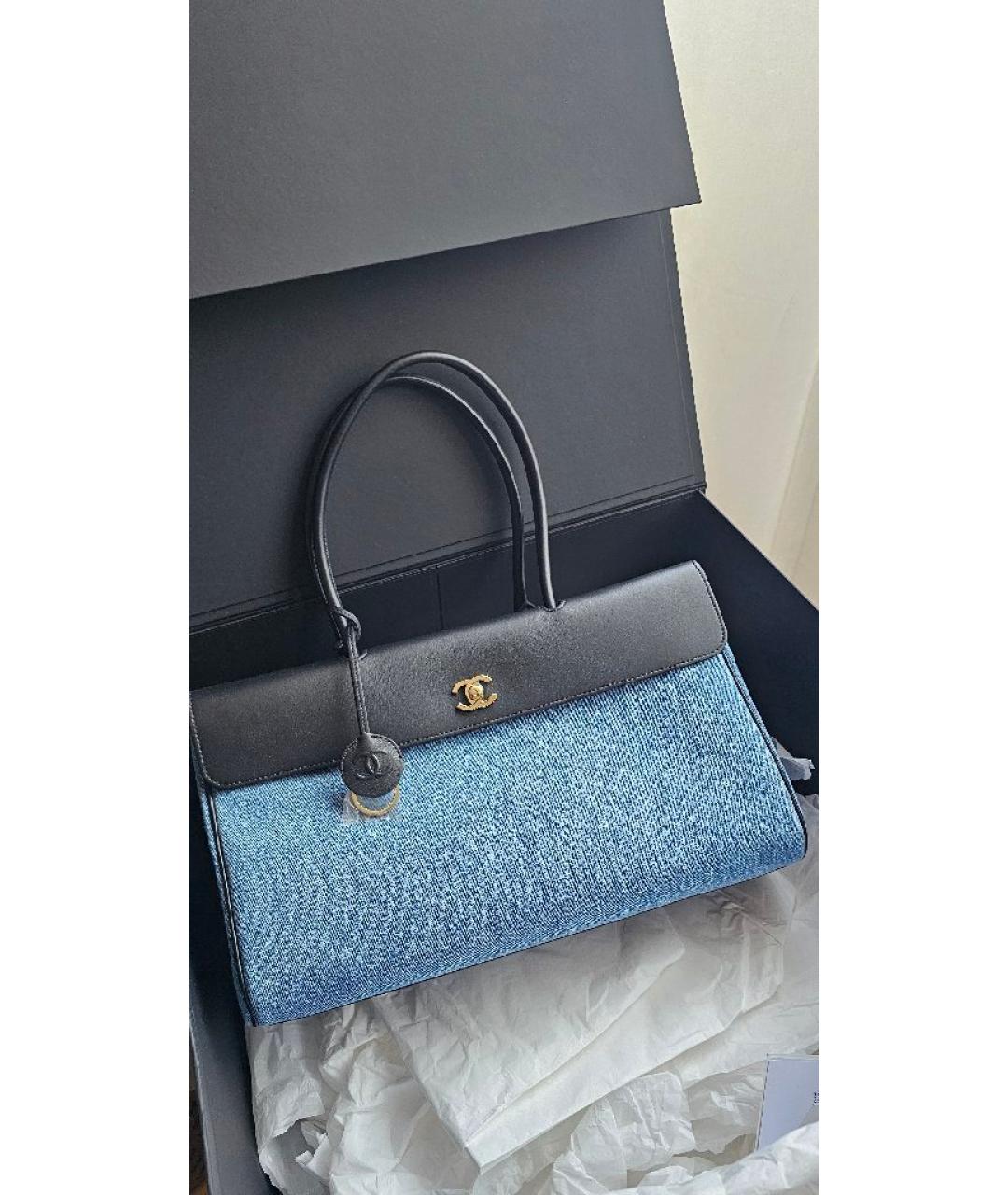 CHANEL Синяя деним сумка тоут, фото 4