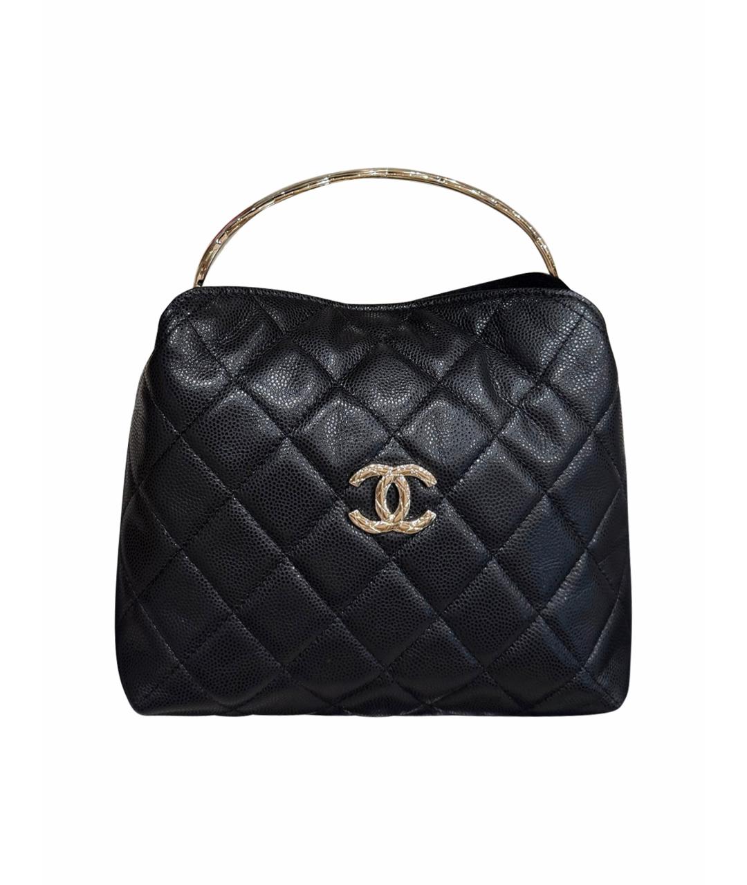 CHANEL Черная кожаная сумка с короткими ручками, фото 1