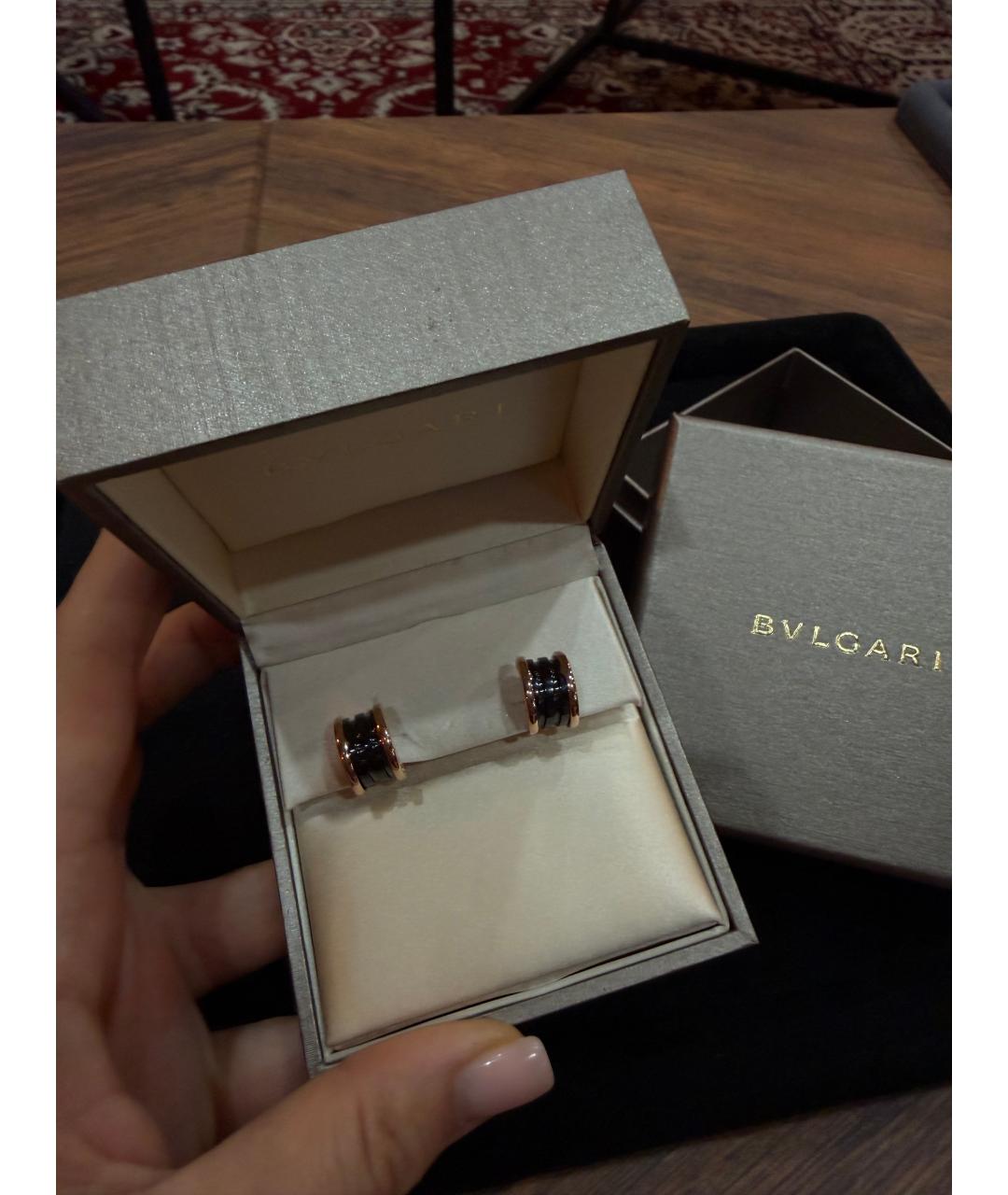 BVLGARI Черные серьги из розового золота, фото 3
