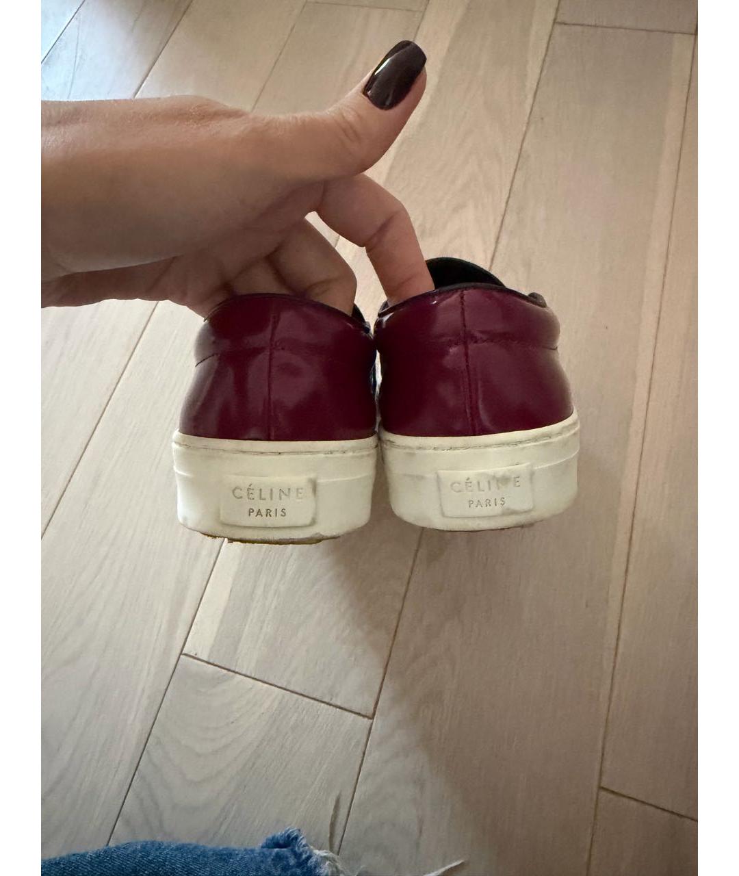 CELINE Бордовые кожаные лоферы, фото 4
