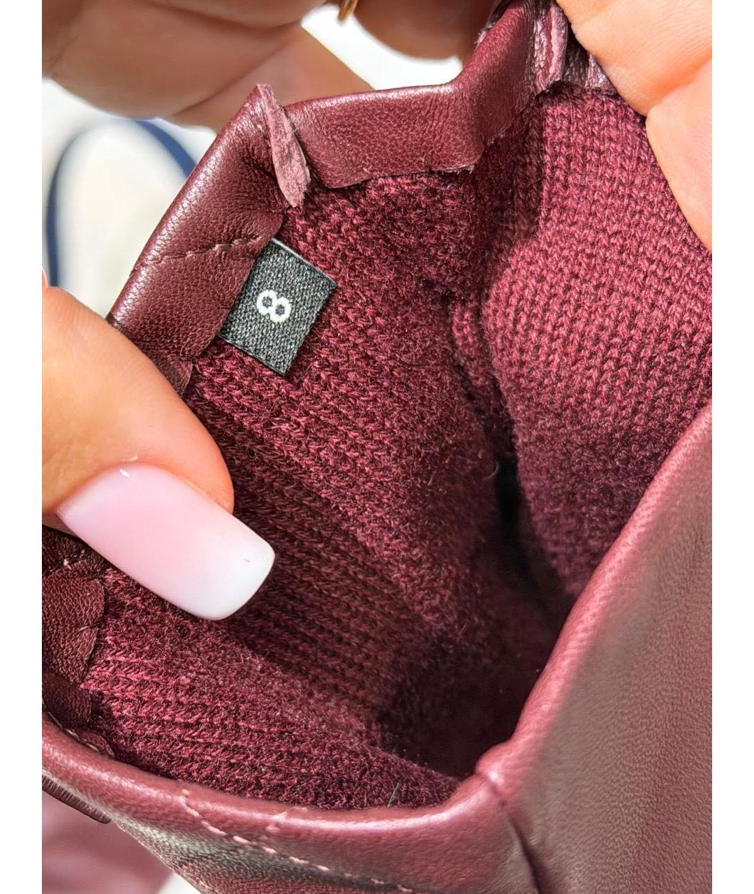 CHANEL Бордовые кожаные перчатки, фото 5