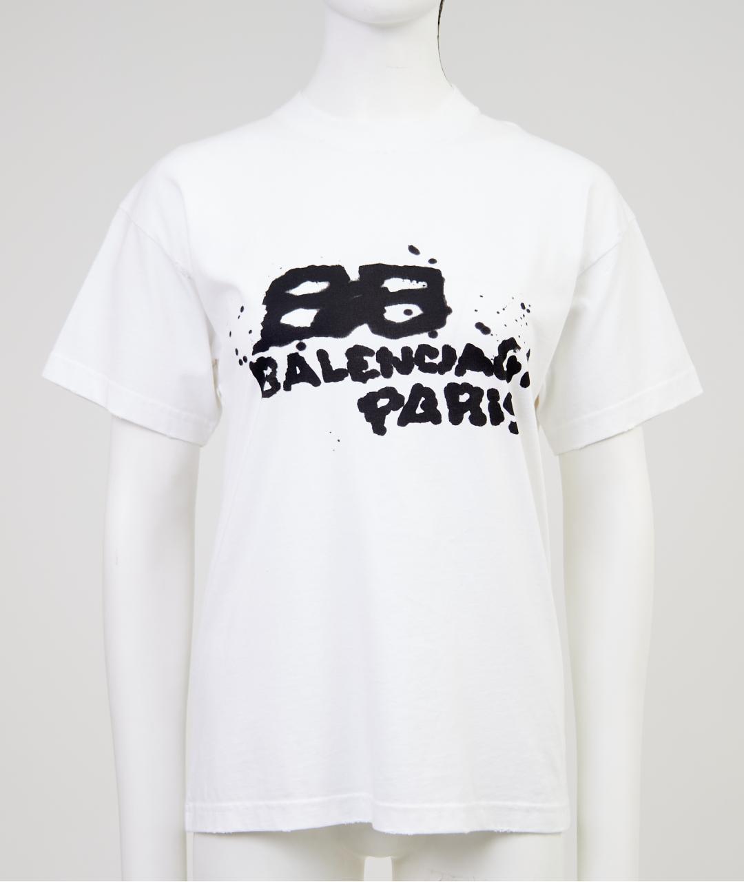 BALENCIAGA Белая хлопковая футболка, фото 6