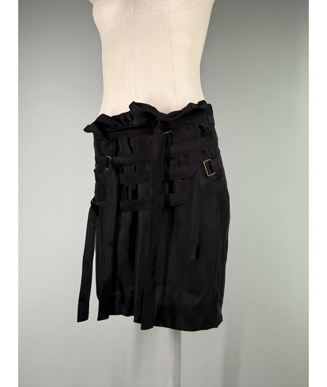 ANN DEMEULEMEESTER Черная вискозная юбка мини, фото 5