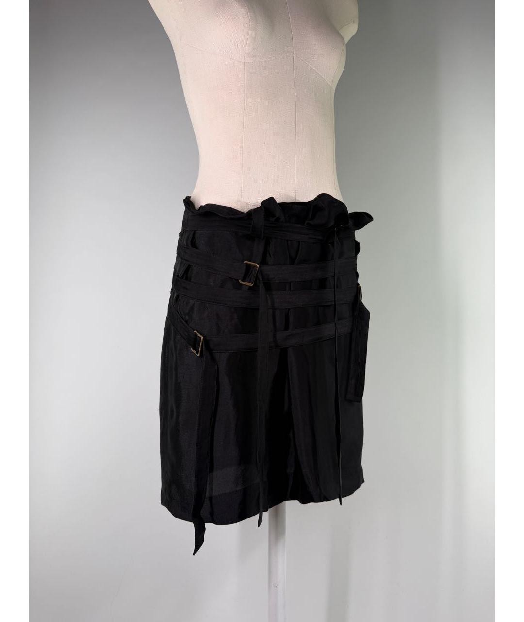 ANN DEMEULEMEESTER Черная вискозная юбка мини, фото 9