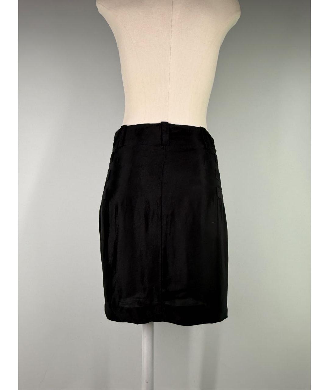 ANN DEMEULEMEESTER Черная вискозная юбка мини, фото 4