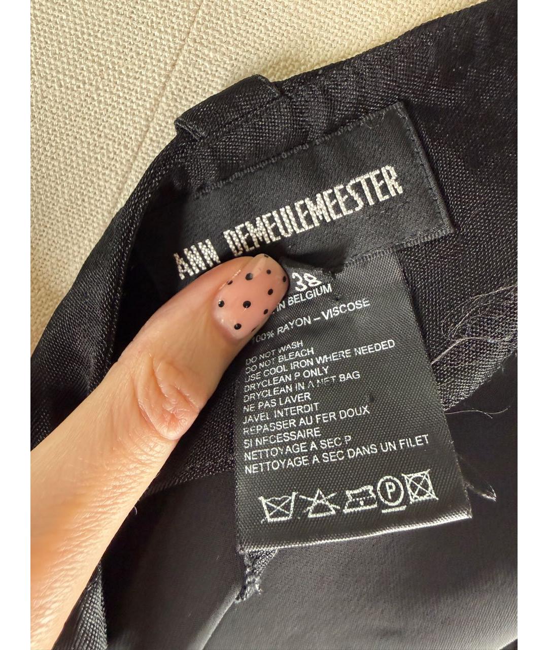 ANN DEMEULEMEESTER Черная вискозная юбка мини, фото 8
