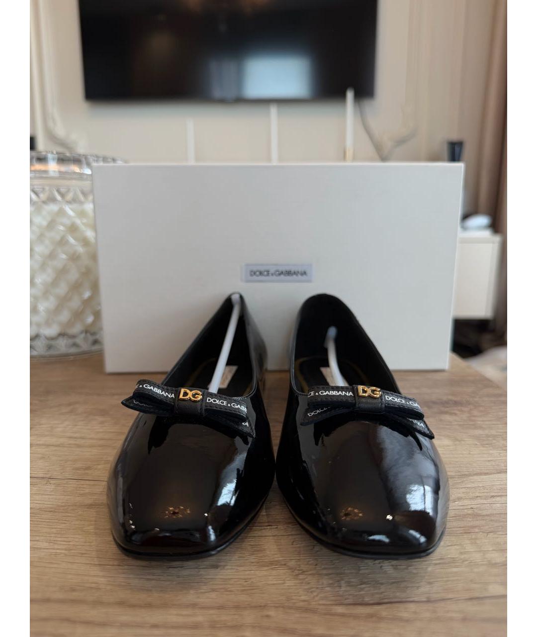 DOLCE&GABBANA Черные кожаные балетки, фото 2