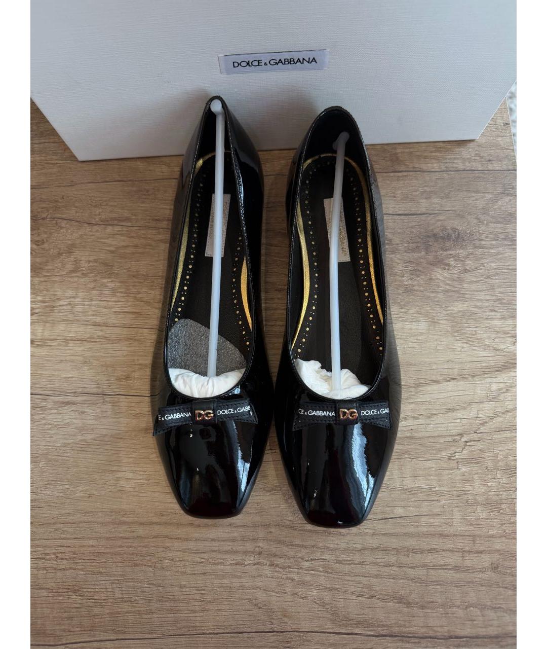 DOLCE&GABBANA Черные кожаные балетки, фото 3
