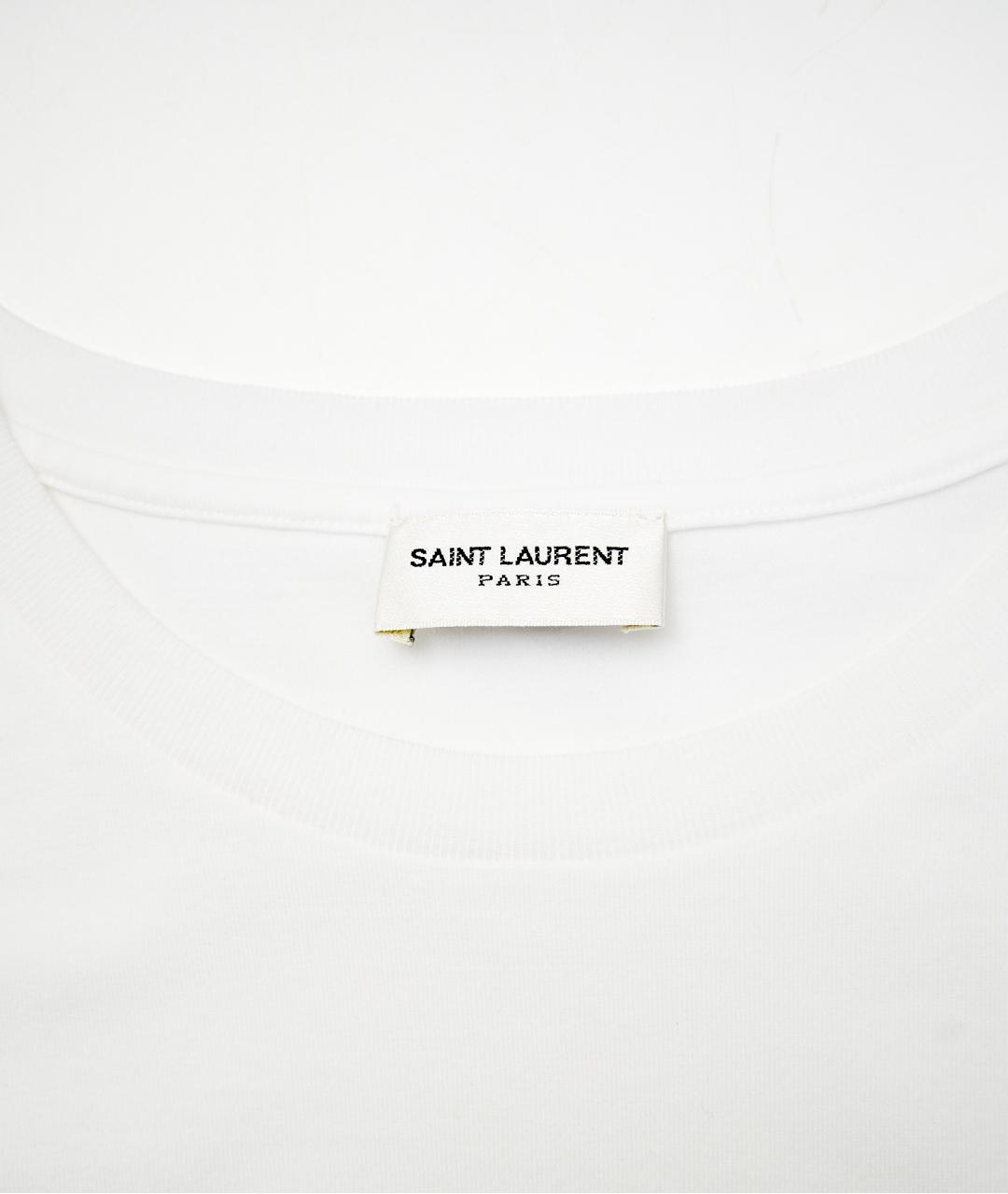 SAINT LAURENT Белая хлопковая футболка, фото 3