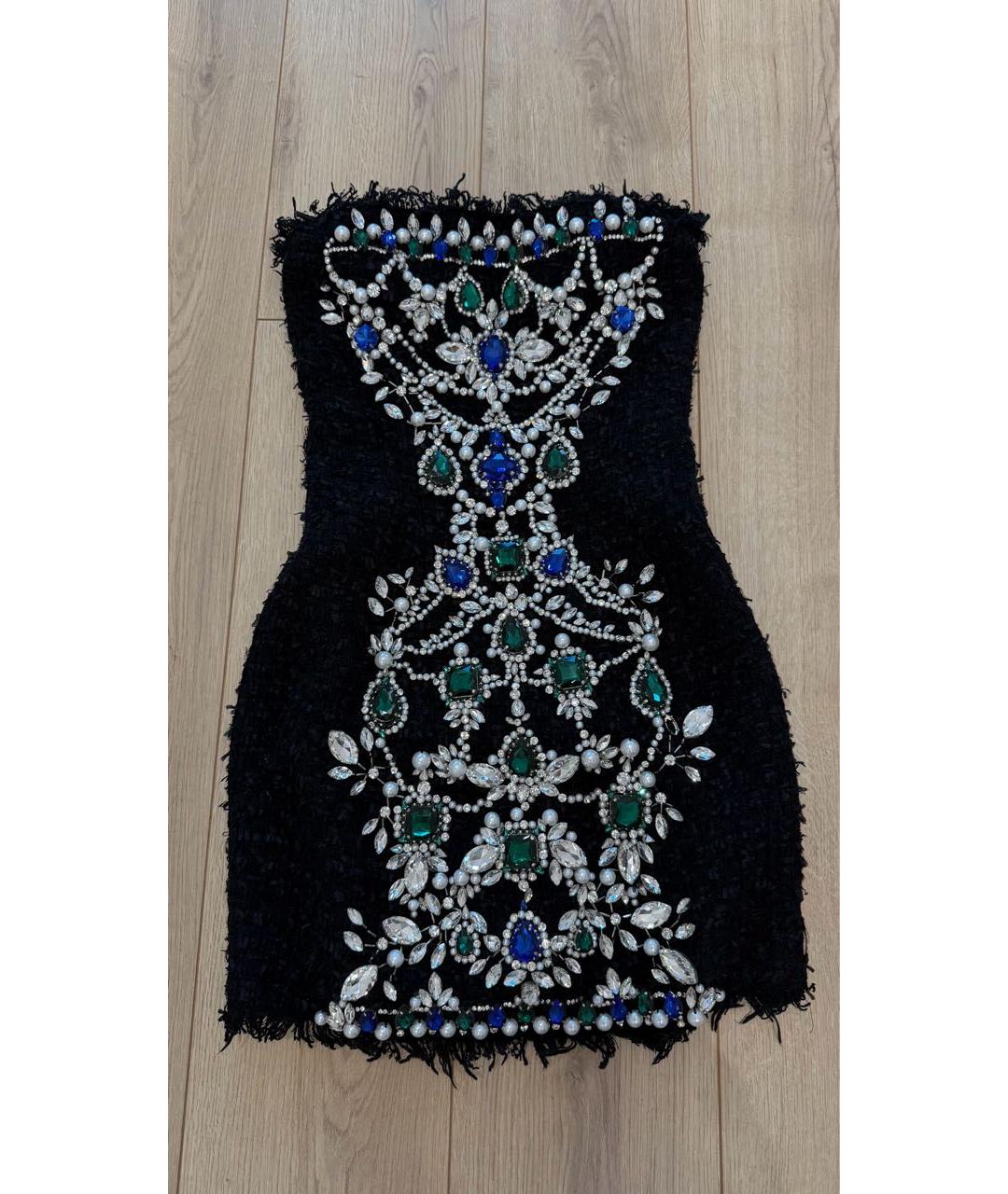 BALMAIN Черное твидовое вечернее платье, фото 5