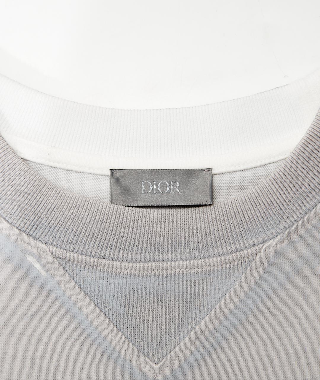 CHRISTIAN DIOR Серая хлопковая футболка, фото 3