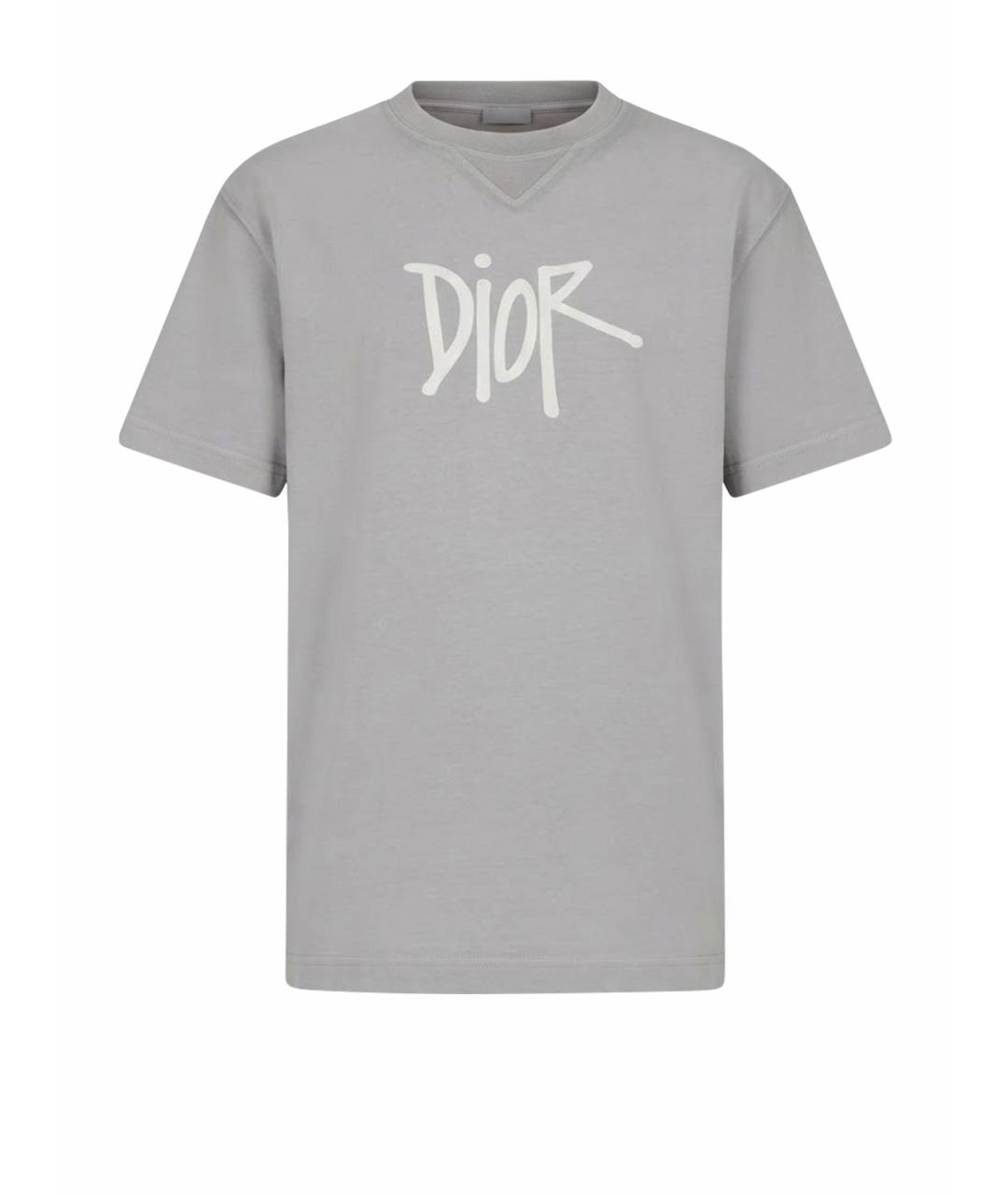 CHRISTIAN DIOR Серая хлопковая футболка, фото 6