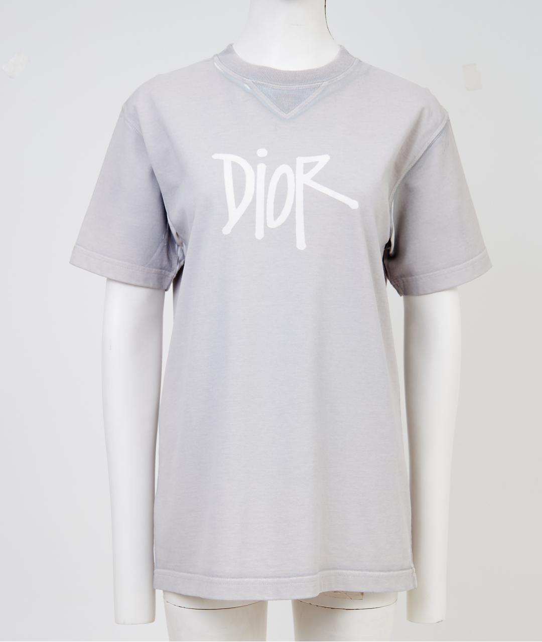 CHRISTIAN DIOR Серая хлопковая футболка, фото 5