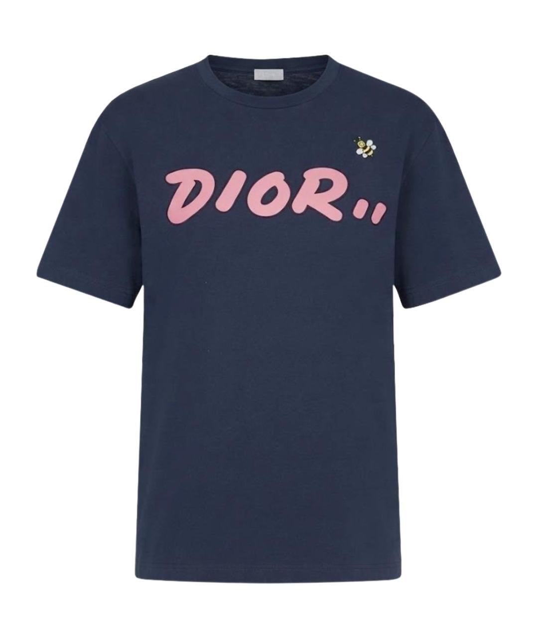 CHRISTIAN DIOR Синяя хлопковая футболка, фото 1