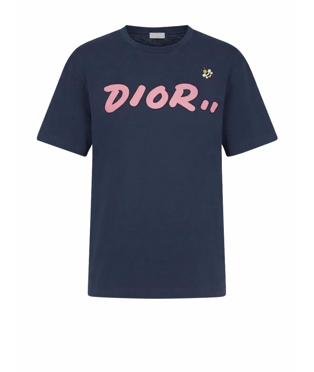 CHRISTIAN DIOR Синяя хлопковая футболка, фото 6