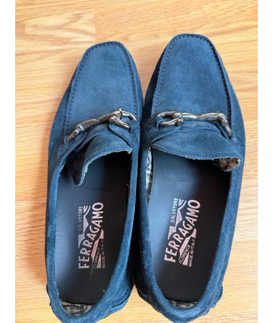 FERRAGAMO Синие замшевые лоферы, фото 3