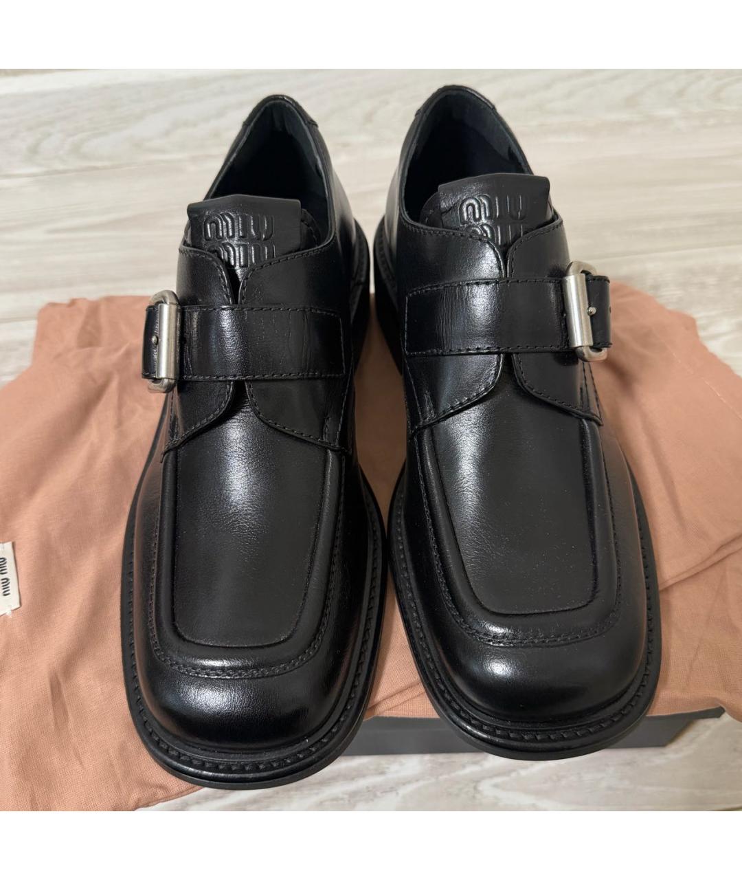 MIU MIU Черные кожаные брогги и оксфорды, фото 3