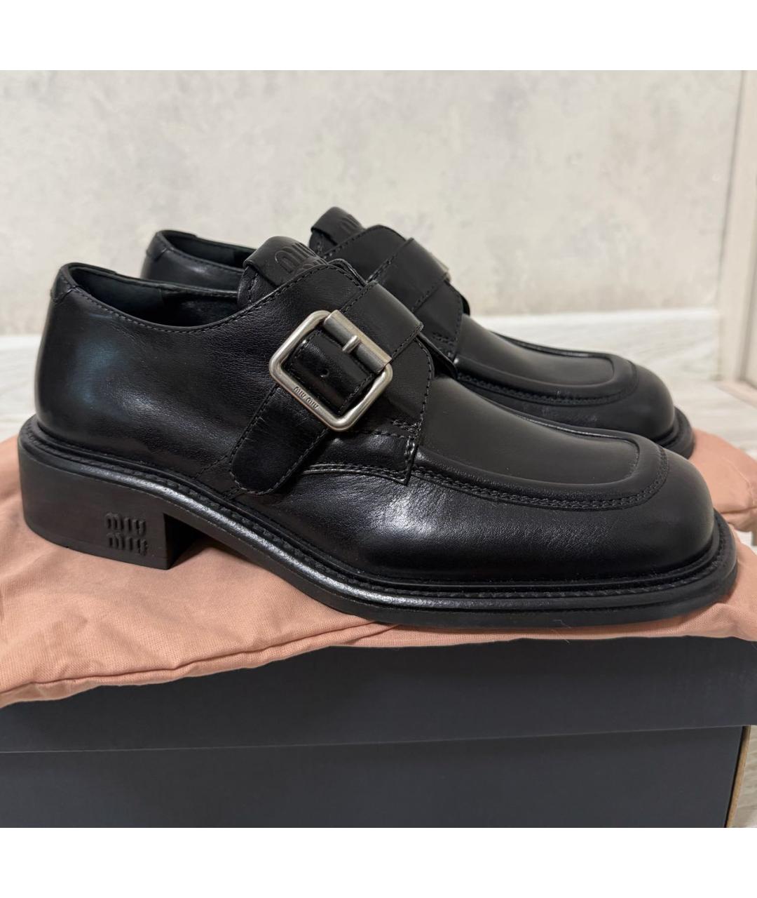 MIU MIU Черные кожаные брогги и оксфорды, фото 8