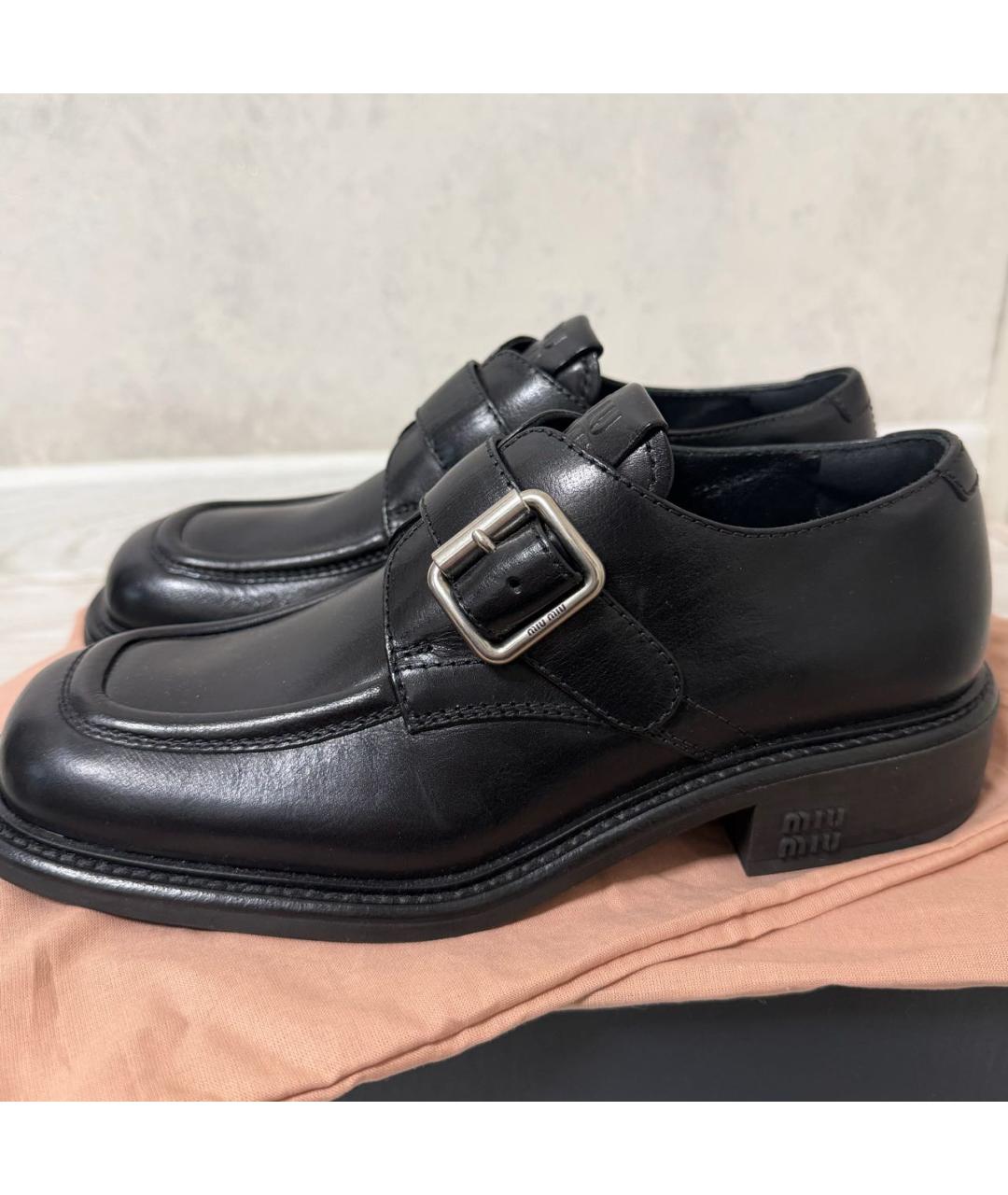 MIU MIU Черные кожаные брогги и оксфорды, фото 2