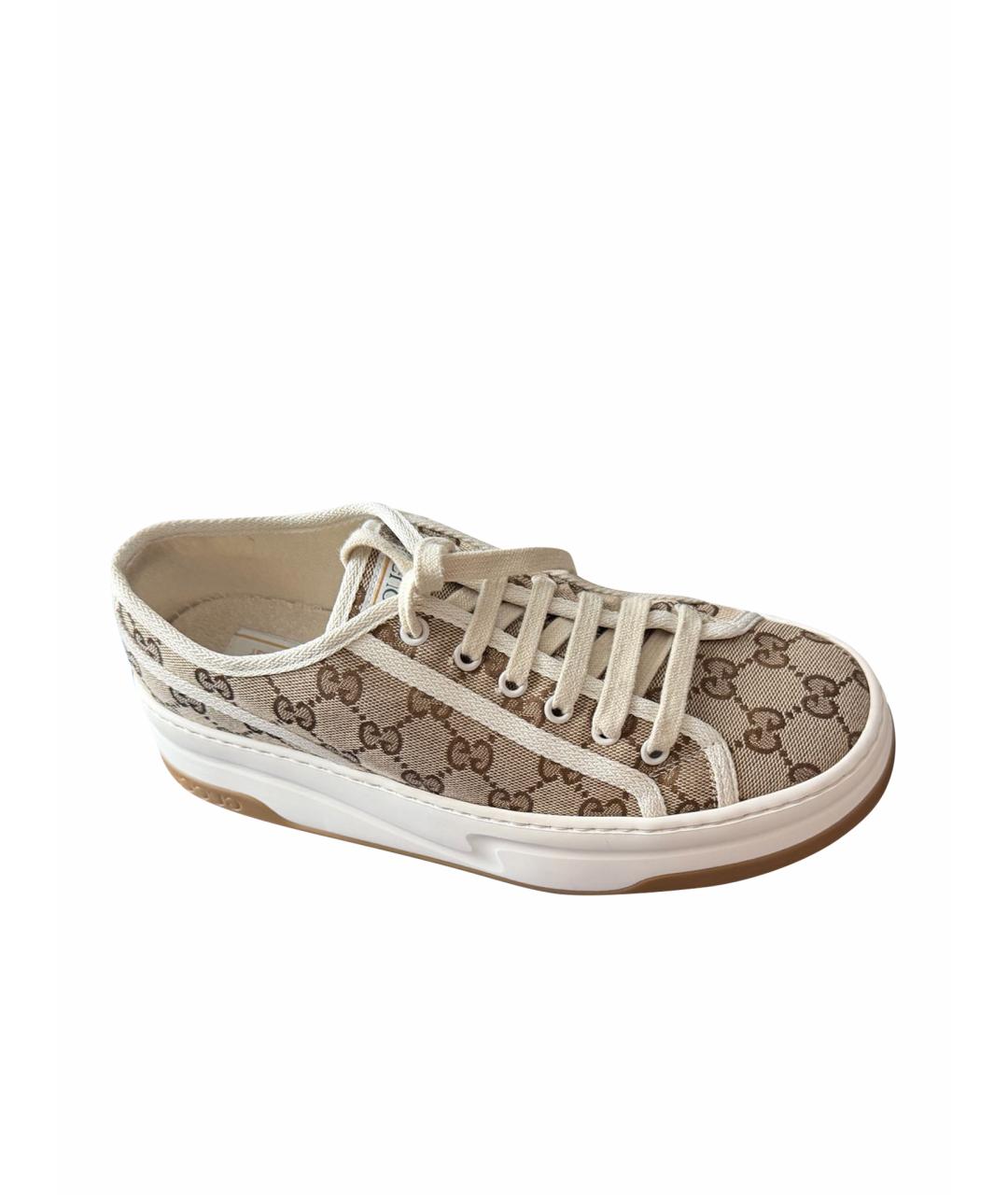GUCCI Бежевые текстильные кеды, фото 1
