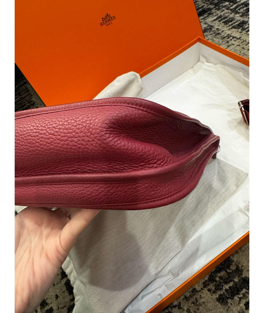 HERMES Бордовая кожаная сумка через плечо, фото 5