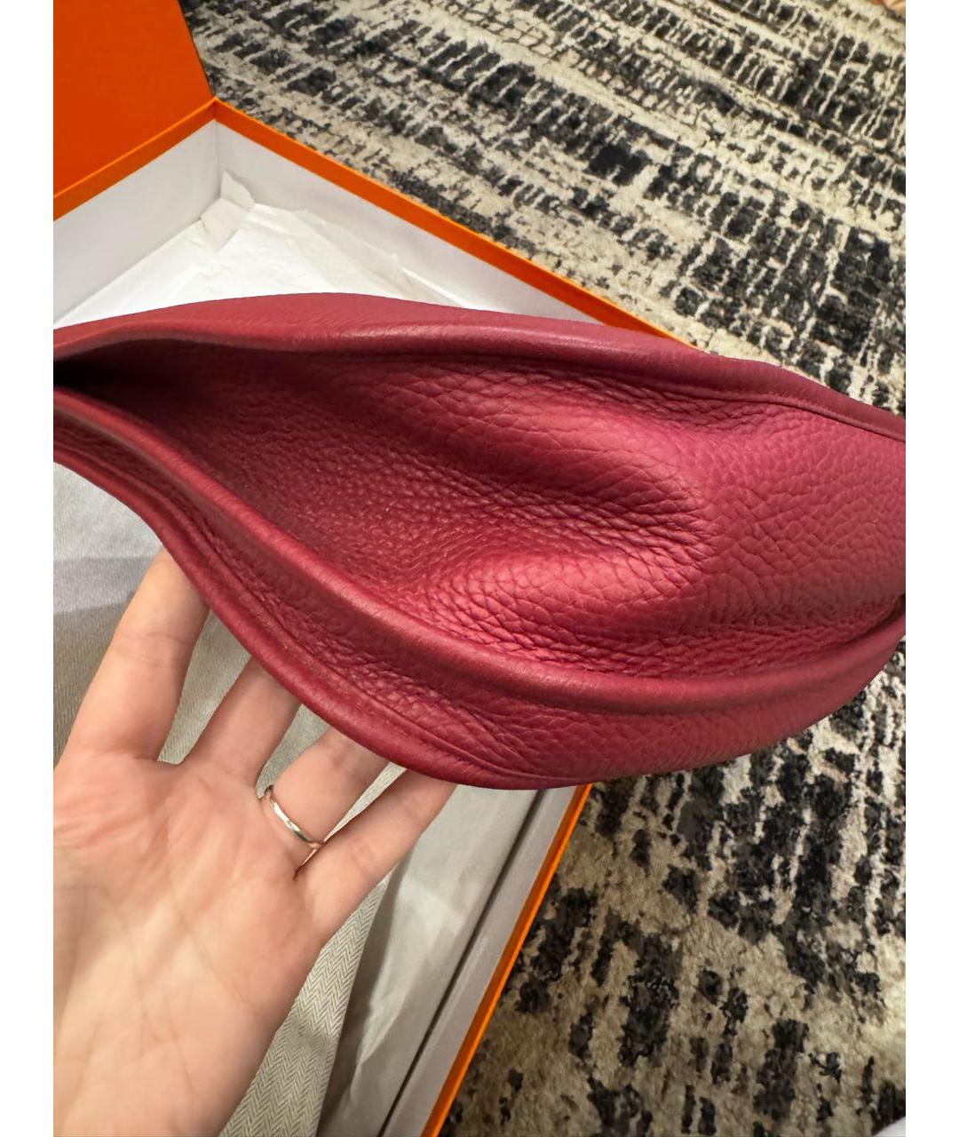 HERMES Бордовая кожаная сумка через плечо, фото 6