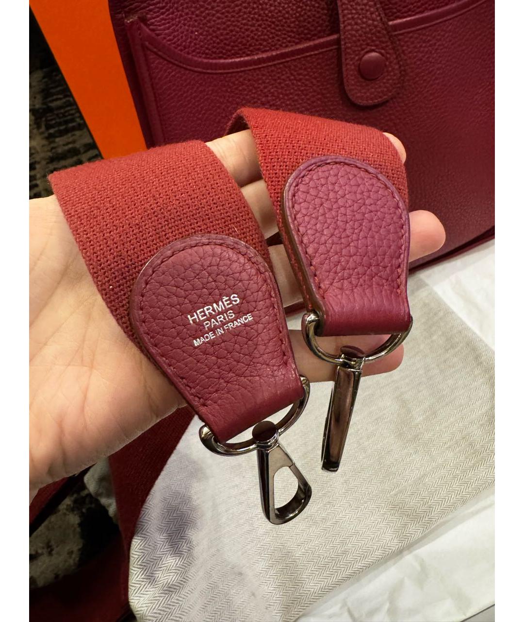 HERMES Бордовая кожаная сумка через плечо, фото 7