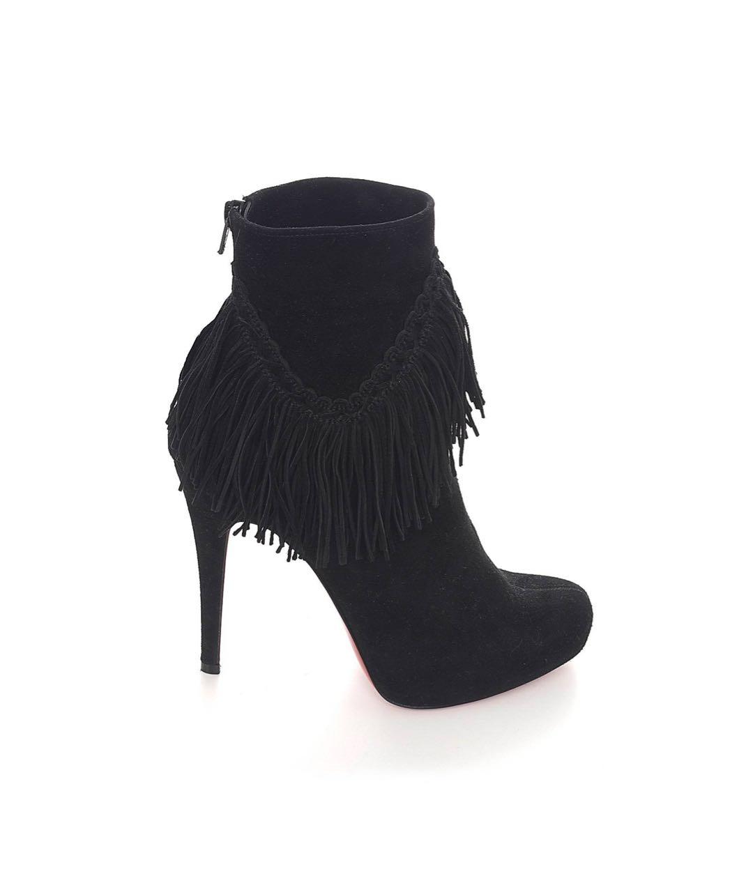 CHRISTIAN LOUBOUTIN Черные замшевые полусапоги, фото 9