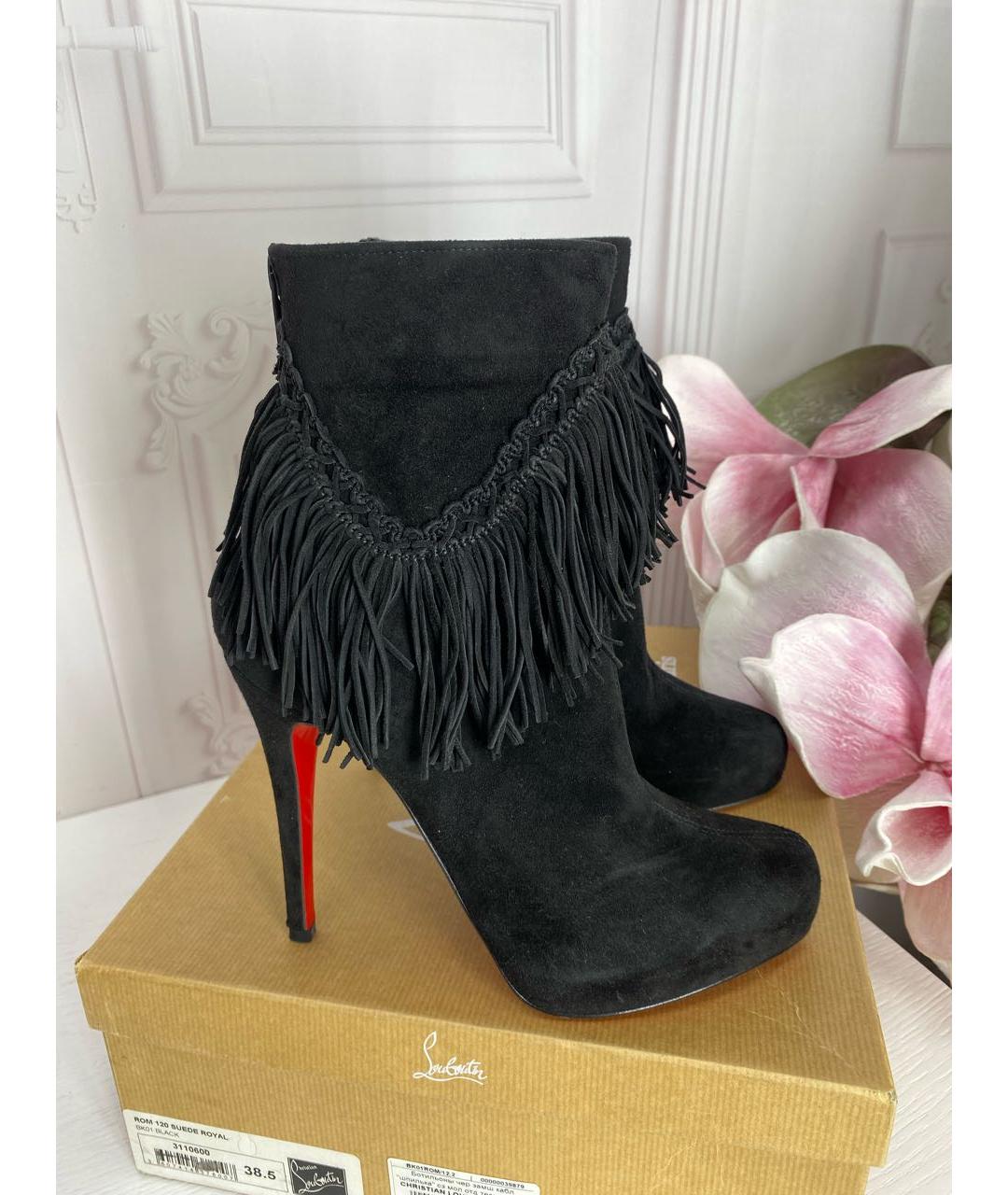 CHRISTIAN LOUBOUTIN Черные замшевые полусапоги, фото 7