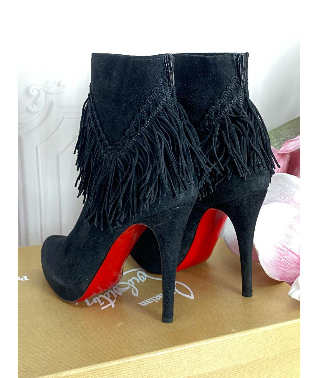 CHRISTIAN LOUBOUTIN Черные замшевые полусапоги, фото 4