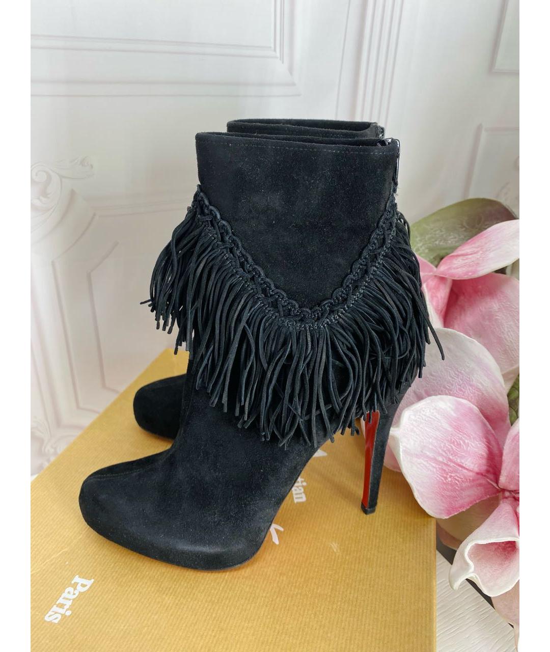 CHRISTIAN LOUBOUTIN Черные замшевые полусапоги, фото 8