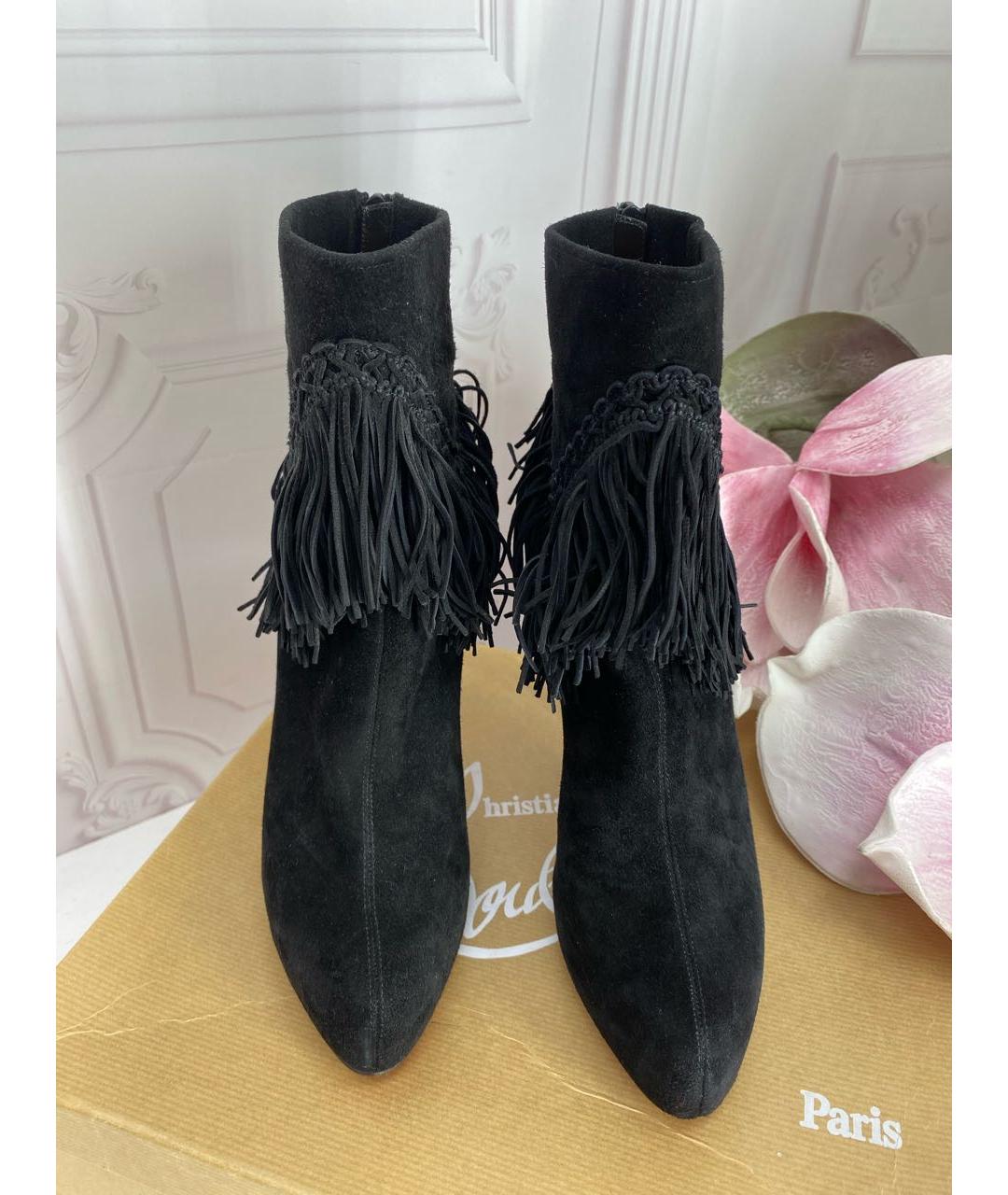 CHRISTIAN LOUBOUTIN Черные замшевые полусапоги, фото 2