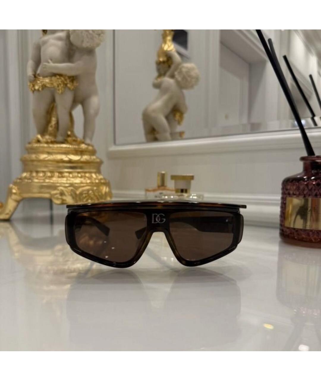 DOLCE&GABBANA Коричневые пластиковые солнцезащитные очки, фото 2