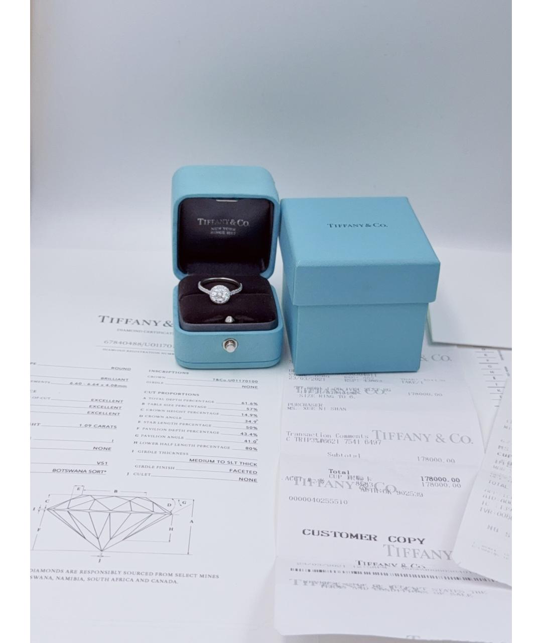 TIFFANY&CO Серебряное платиновое кольцо, фото 9