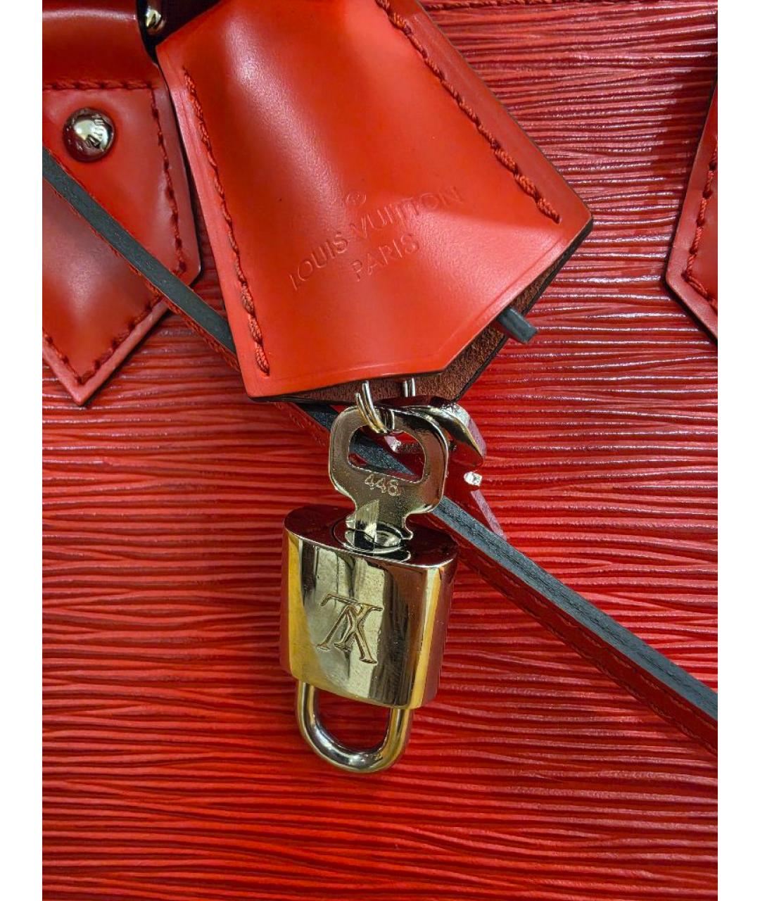 LOUIS VUITTON Красная кожаная сумка с короткими ручками, фото 6