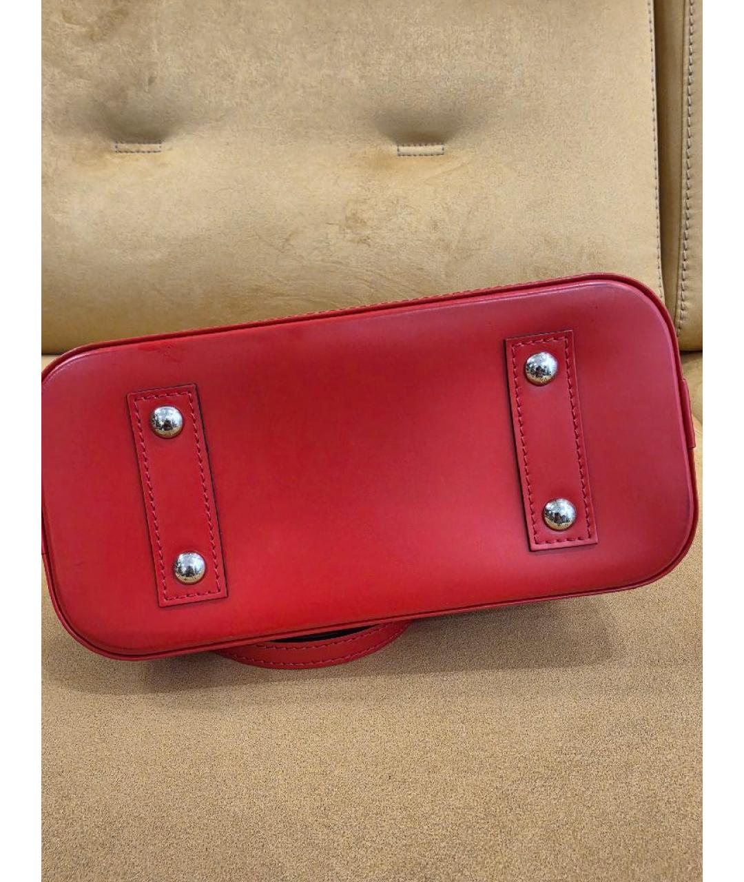 LOUIS VUITTON Красная кожаная сумка с короткими ручками, фото 5