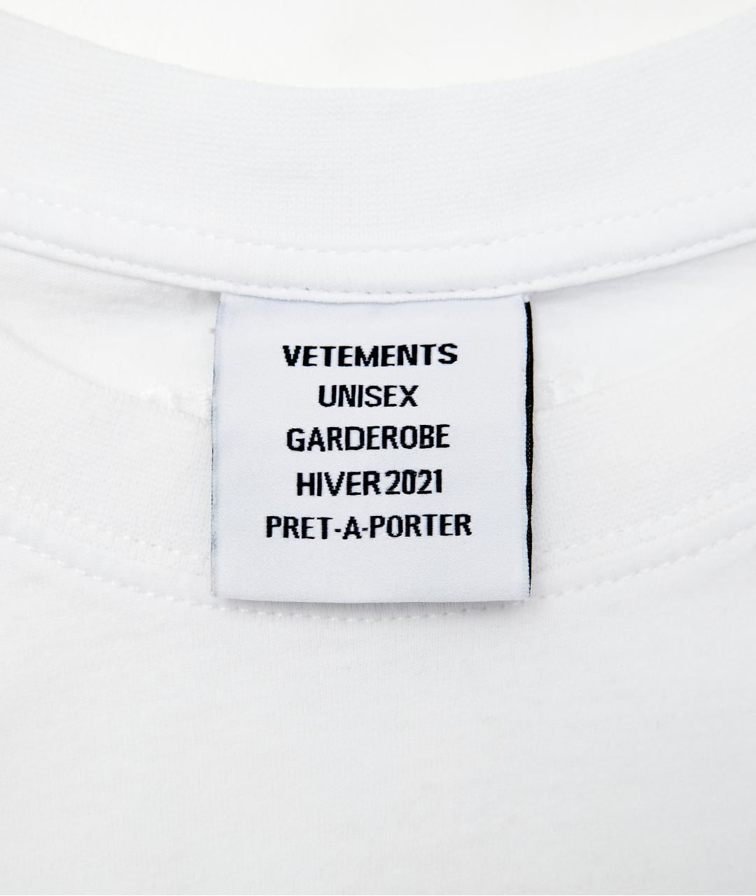 VETEMENTS Белая хлопковая футболка, фото 3