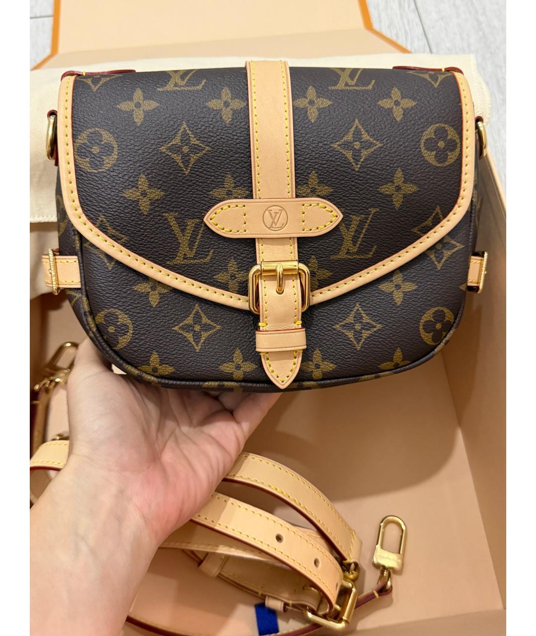 LOUIS VUITTON Коричневая сумка через плечо из канвы, фото 2