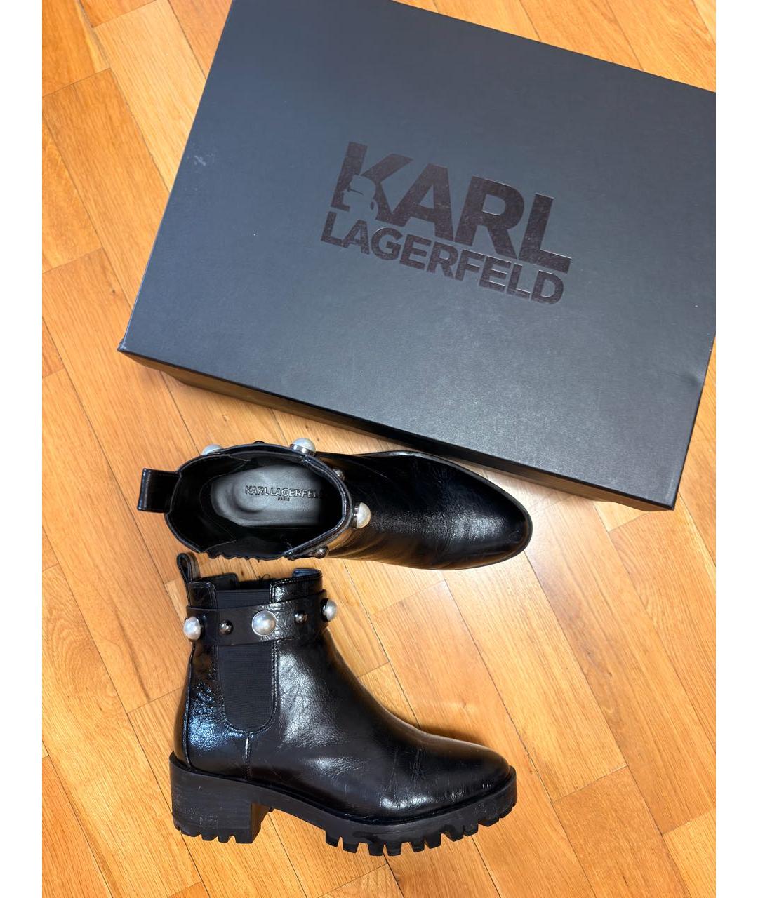 KARL LAGERFELD Черные полусапоги из лакированной кожи, фото 3