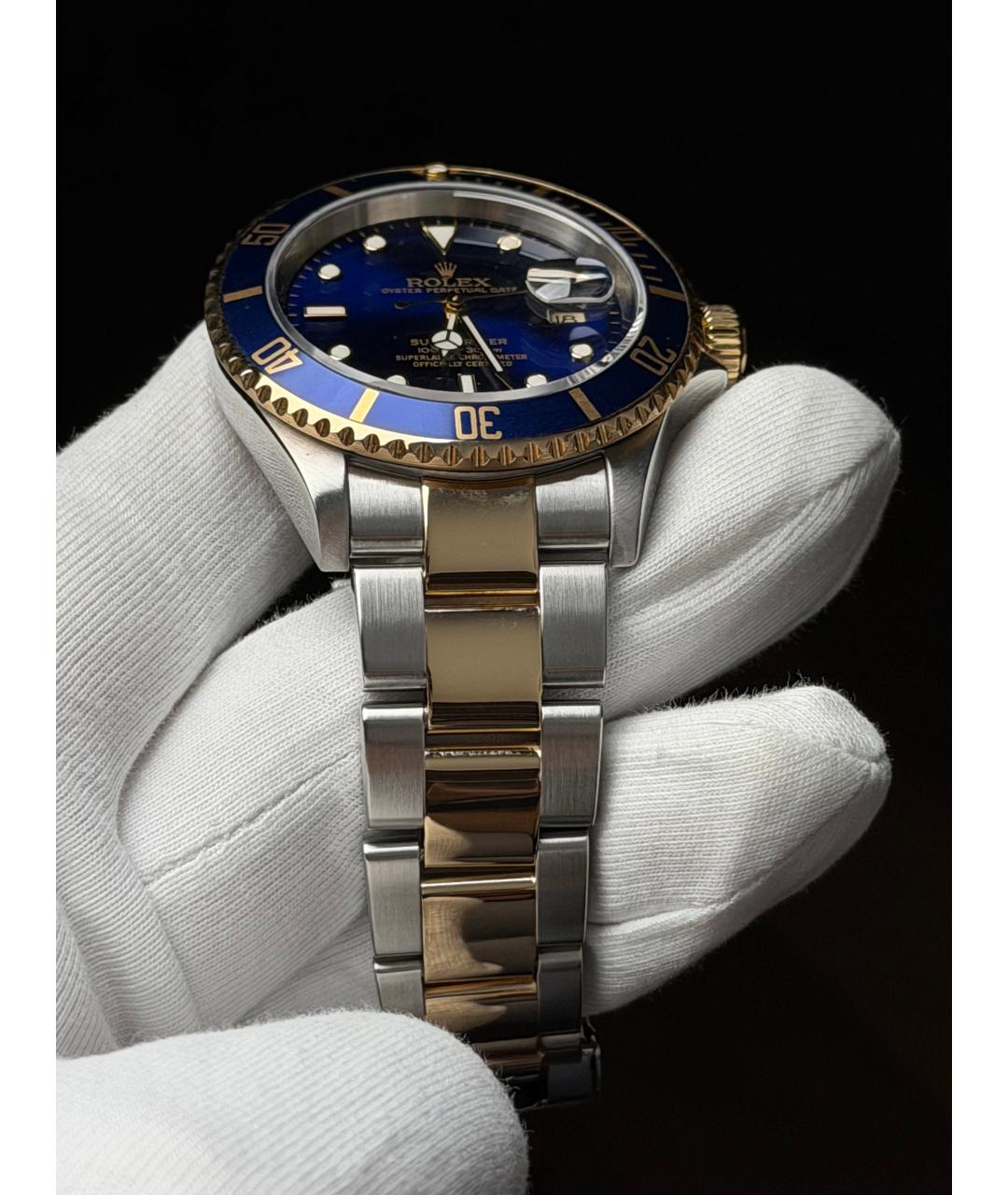 ROLEX Темно-синие часы из желтого золота, фото 6