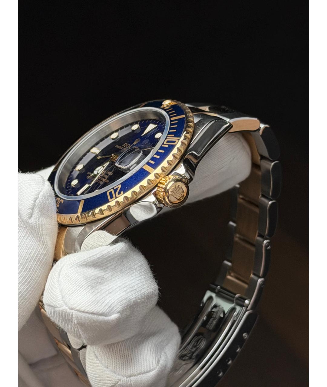 ROLEX Темно-синие часы из желтого золота, фото 4