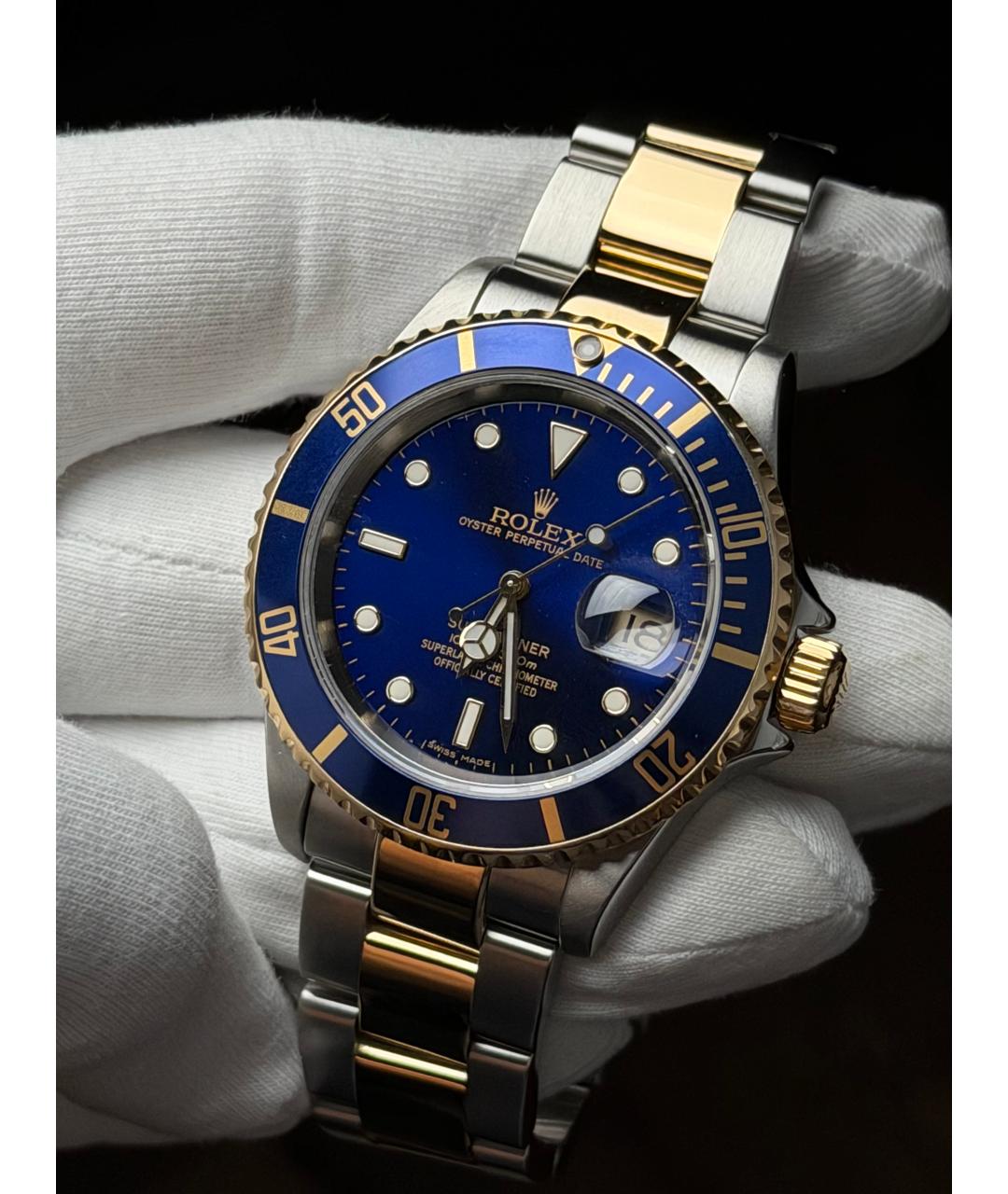 ROLEX Темно-синие часы из желтого золота, фото 3