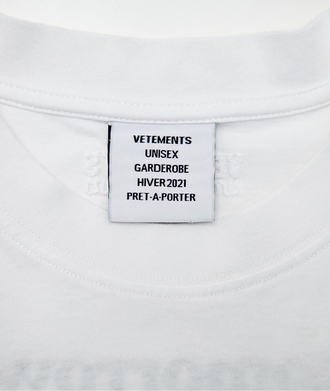 VETEMENTS Белая хлопковая футболка, фото 3