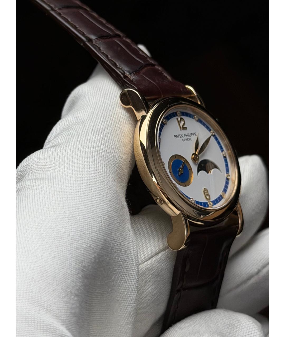PATEK PHILIPPE Белые часы из желтого золота, фото 5