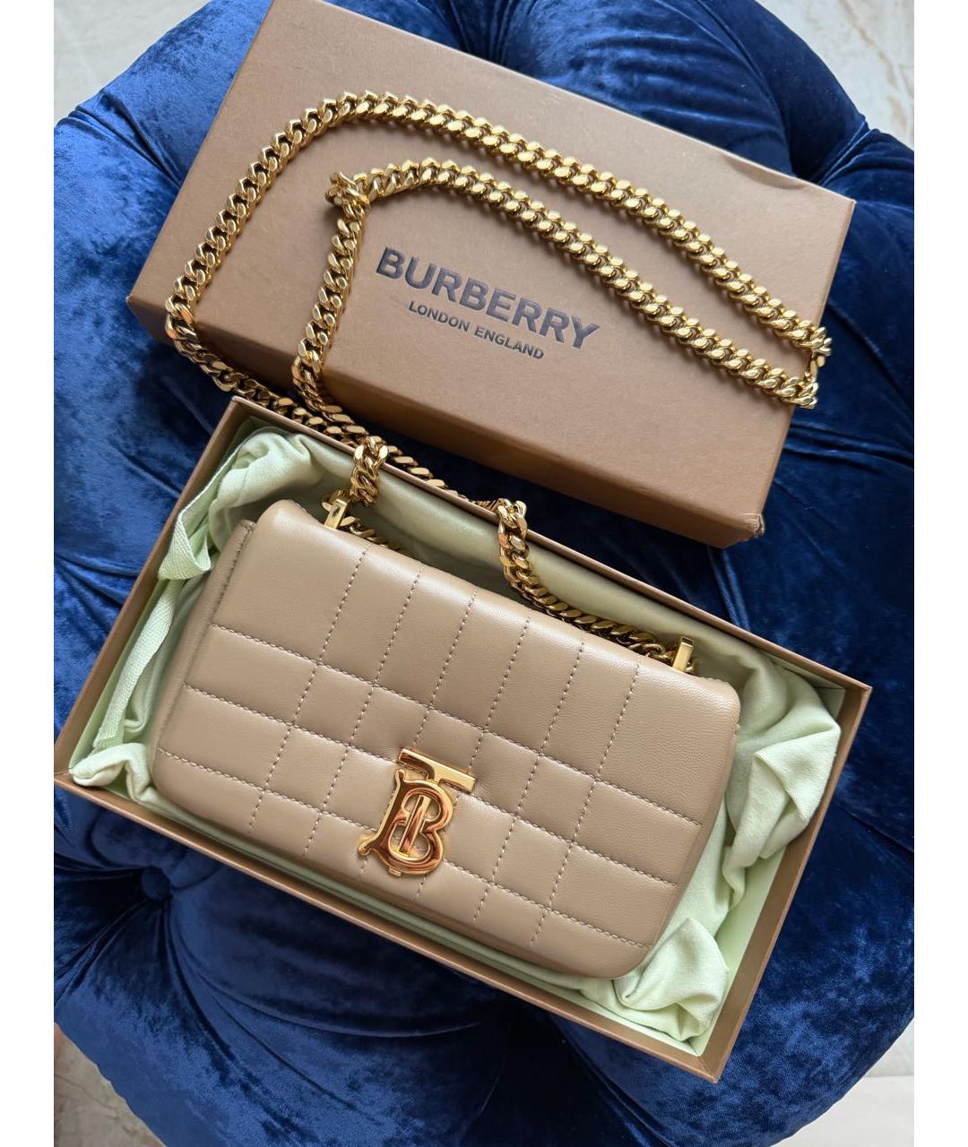 BURBERRY Бежевая кожаная сумка через плечо, фото 2