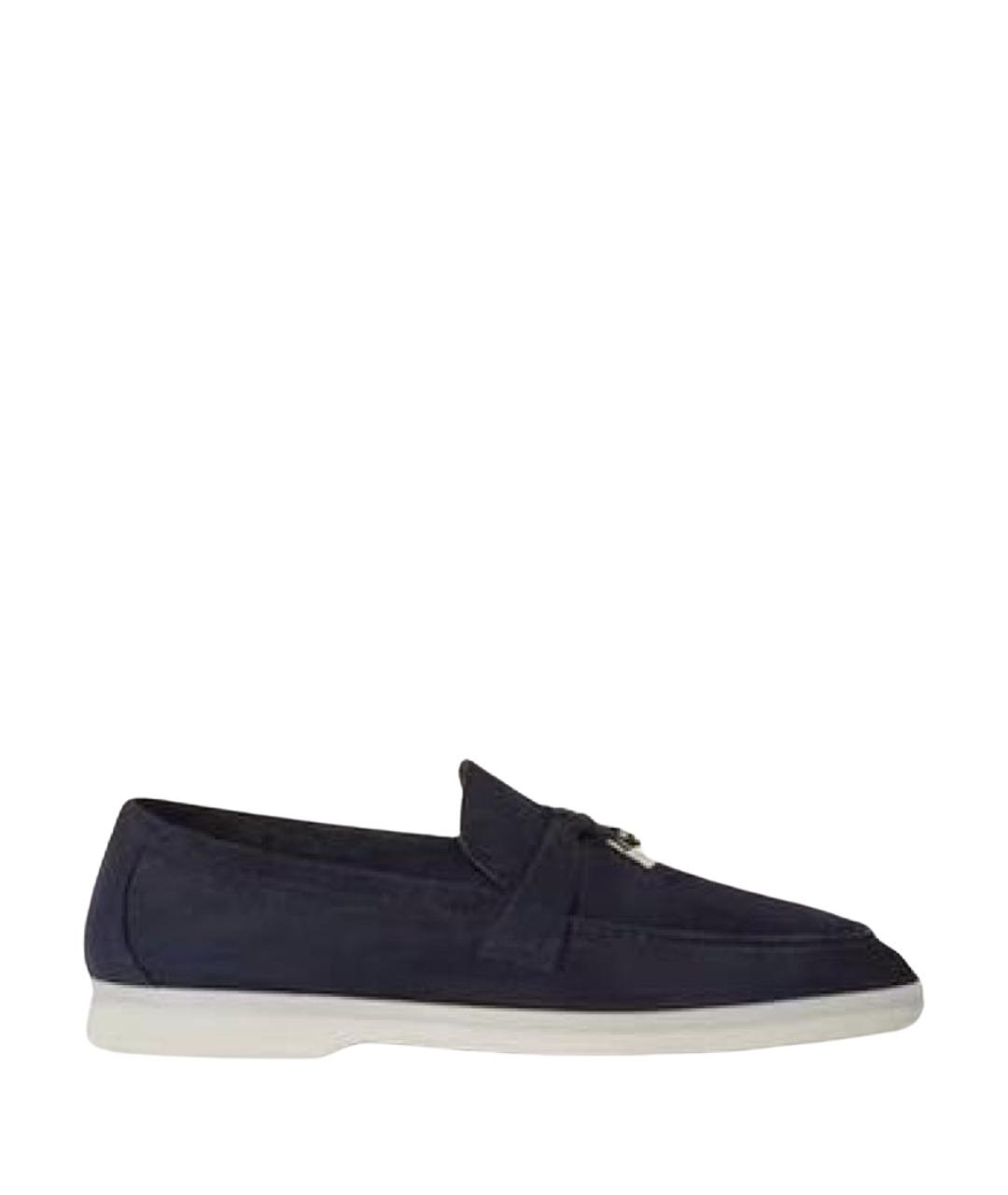 LORO PIANA Темно-синие замшевые лоферы, фото 1