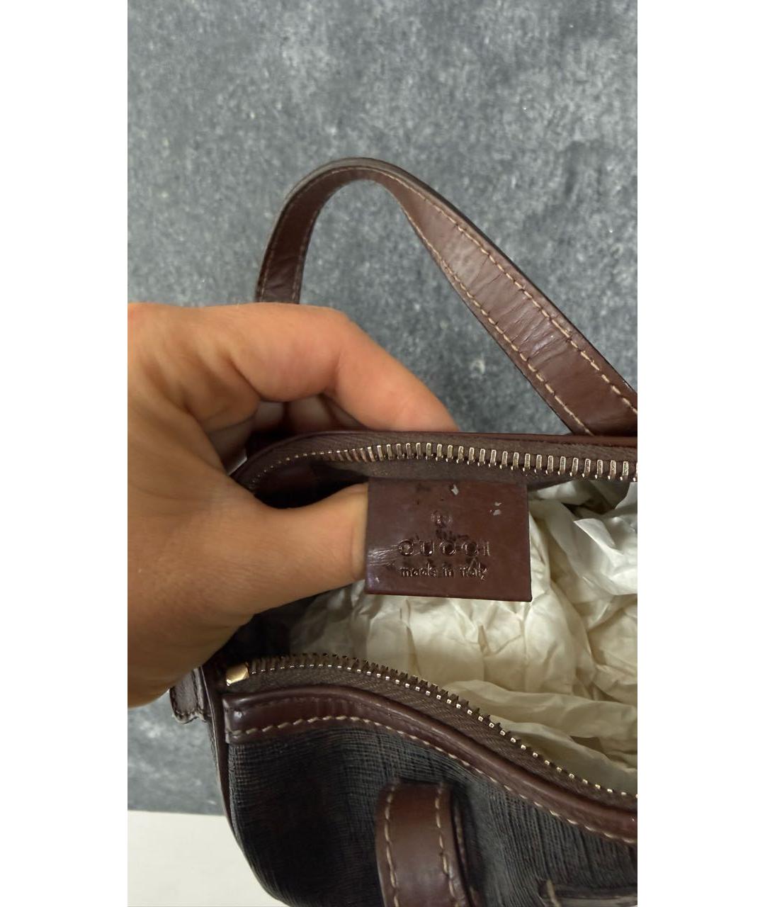 GUCCI Коричневая кожаная сумка с короткими ручками, фото 6
