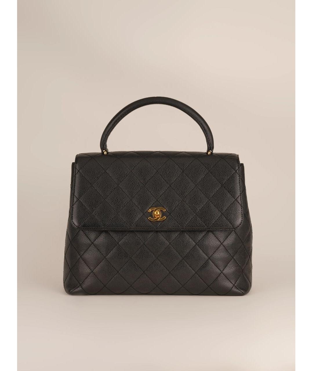 CHANEL Черная кожаная сумка с короткими ручками, фото 9